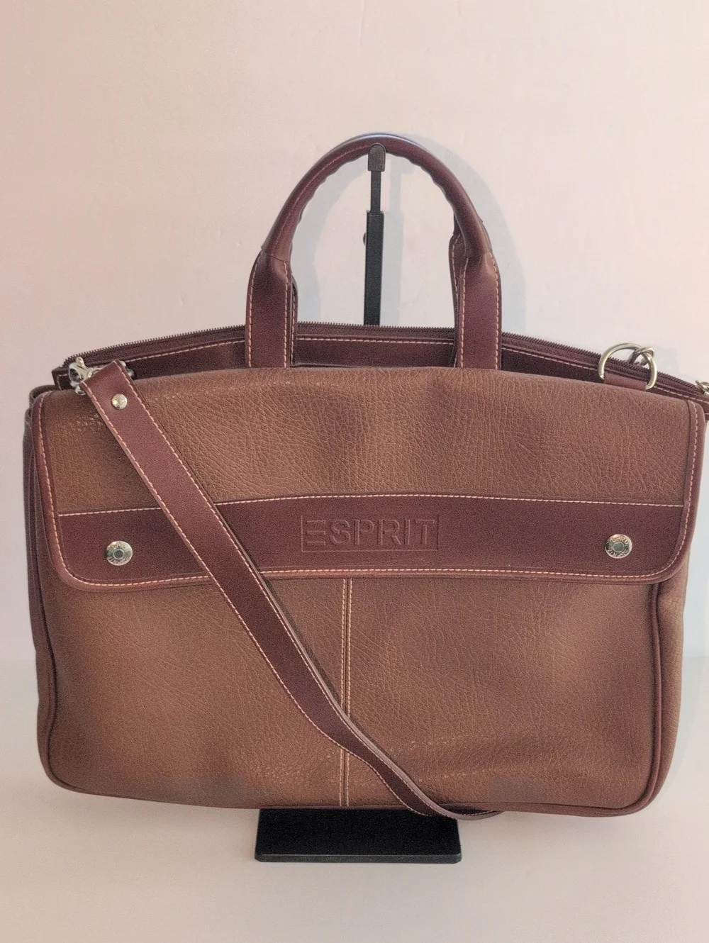 Vintage 90s Esprit Brown Laptop Bag with Shoulder Strap